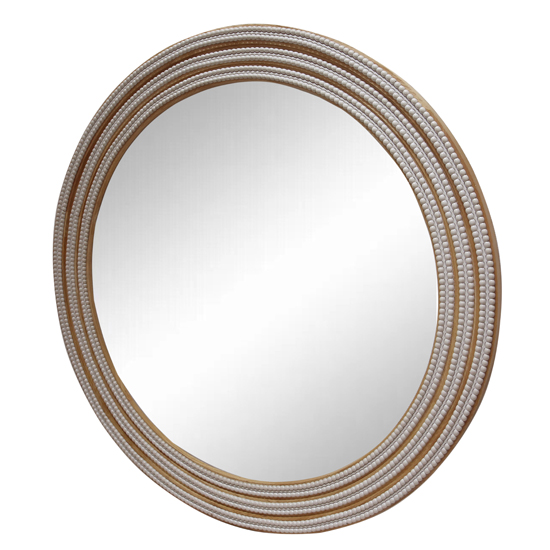 Rustic Beaded Wooden Round Mirror XR3590-6